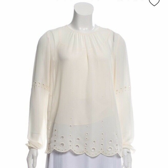 Michael Kors ivory eyelet blouse XS - Picture 1 of 6